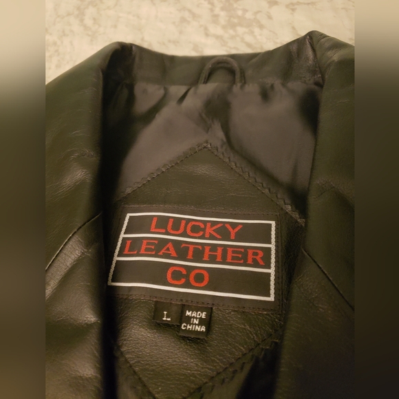 Lucky Leather Company, leather sport coat, black, never worn. - Picture 5 of 6